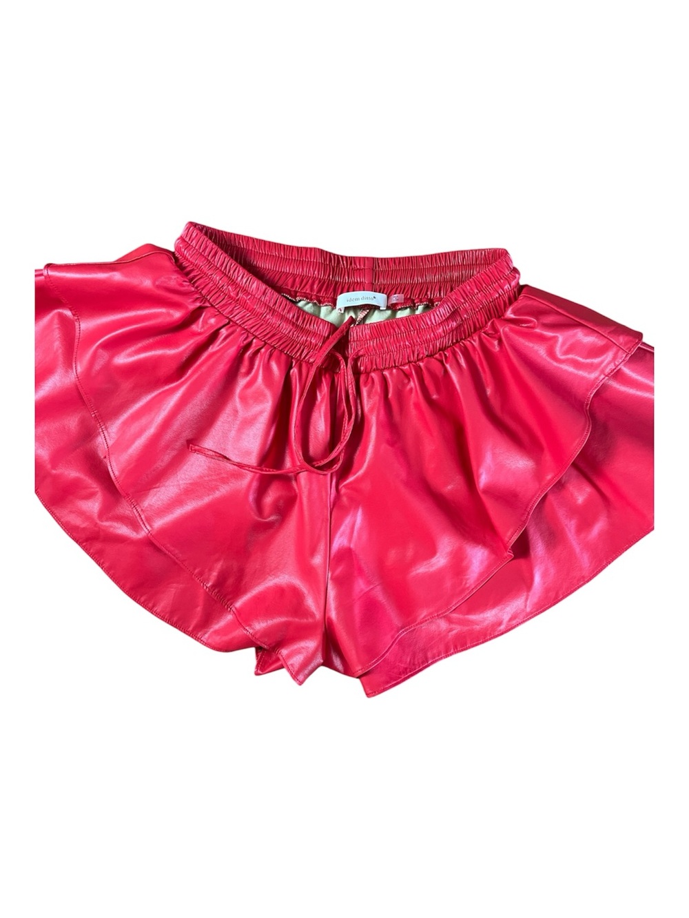 NWOT Idem Ditto Red Faux Leather Flutter Shorts Size M 4th of July Festival